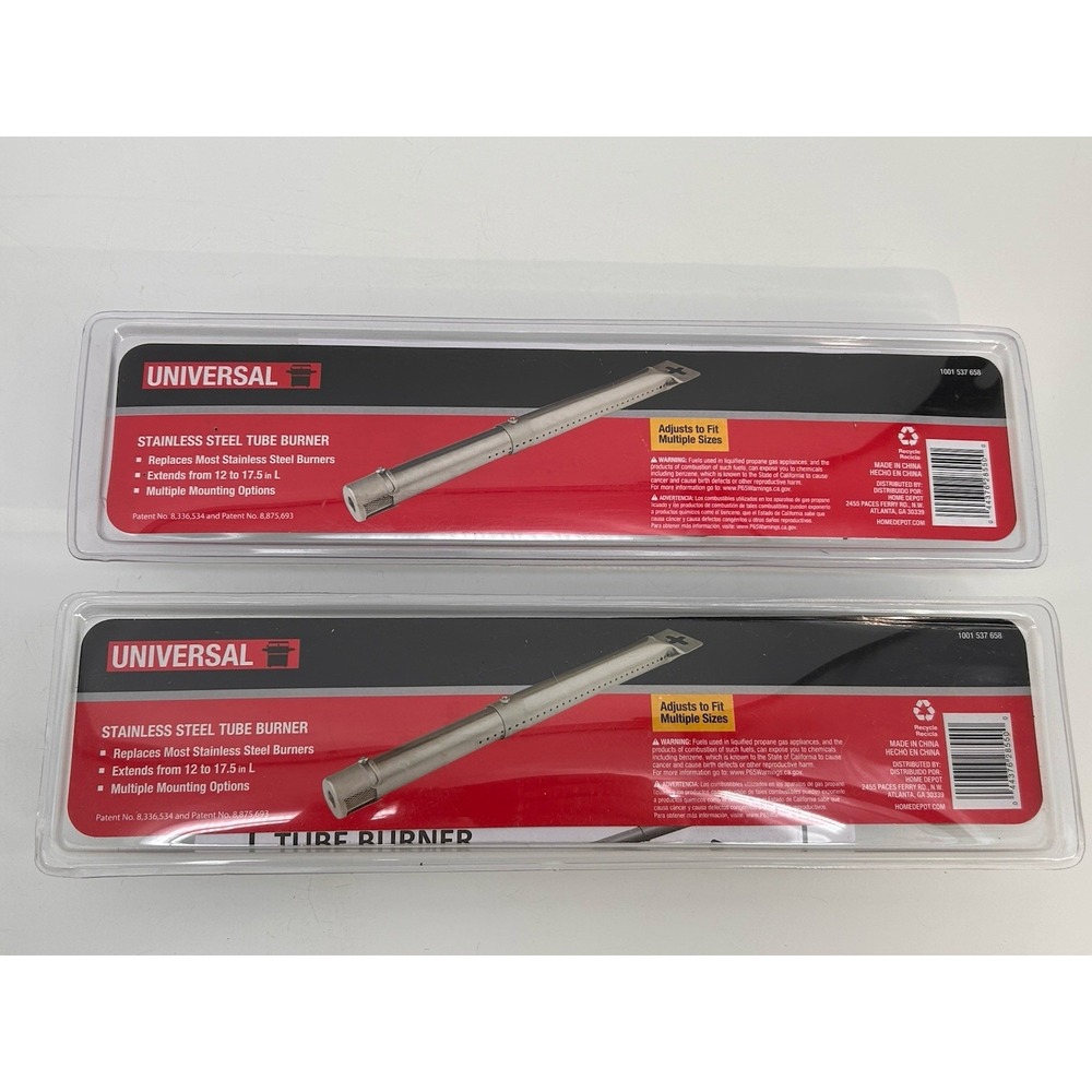 Universal Stainless Steel Tube Burner Extends From 12" to 17.5" 2 Pack